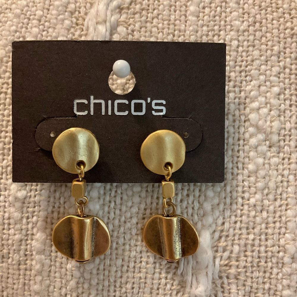 0140-Chico's Gold Dangle Earrings